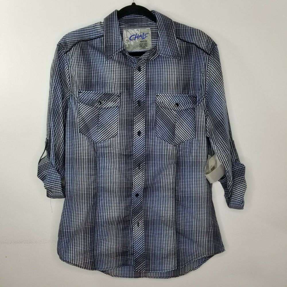 CHALC Men’s Plaid  Button Down Western Shirt